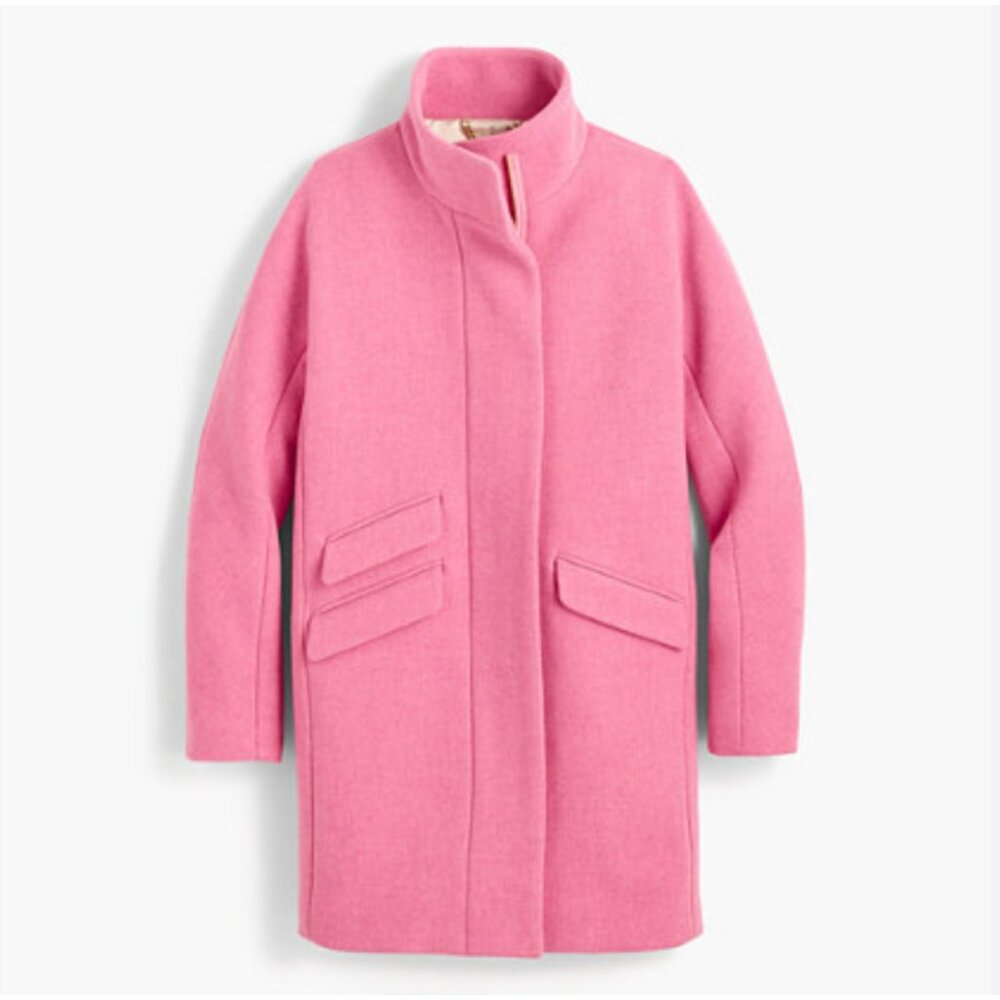 LIKE NEW J.Crew Cocoon Bubblegum Pink Italian Stadium Cloth Wool Coat